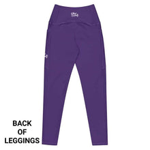 Load image into Gallery viewer, Art 101 - Purple - White Text - White Stitching - Leggings With Pockets
