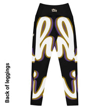 Load image into Gallery viewer, 410.B - Black - White/Old Gold/Purple - Wrap Around.2 - Leggings With Pockets
