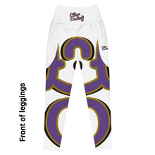 Load image into Gallery viewer, 410.C - White - Purple/Old Gold/Black -  Wrap Around - Leggings With Pockets
