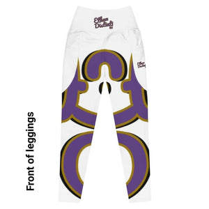 410.C - White - Purple/Old Gold/Black -  Wrap Around - Leggings With Pockets