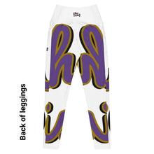 Load image into Gallery viewer, 410.C - White - Purple/Old Gold/Black -  Wrap Around - Leggings With Pockets
