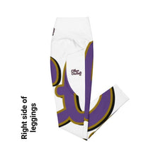 Load image into Gallery viewer, 410.C - White - Purple/Old Gold/Black -  Wrap Around - Leggings With Pockets
