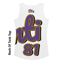 Load image into Gallery viewer, 410.C - White - Purple/Old Gold/Black - Wrap Around - Women&#39;s Tank Top
