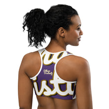 Load image into Gallery viewer, 410.A - Purple - White/Old Gold/Black - Wrap Around - Sports Bra
