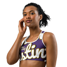 Load image into Gallery viewer, 410.A - Purple - White/Old Gold/Black - Wrap Around - Sports Bra
