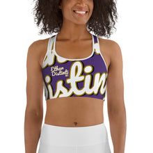 Load image into Gallery viewer, 410.A - Purple - White/Old Gold/Black - Wrap Around - Sports Bra
