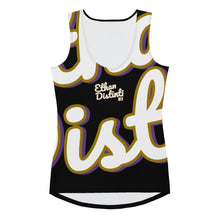 Load image into Gallery viewer, 410.B - Black - White/Old Gold/Purple - Wrap Around - Women&#39;s Tank Top
