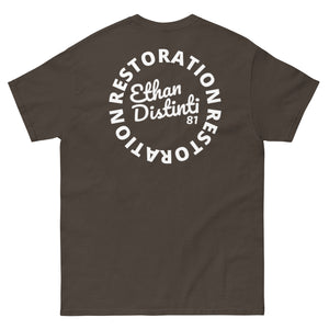 RESTORATION - Coll #4.B - Avail In The Colors: Maroon, Black, Navy, Dark Chocolate, Cardinal, Dark Heather, Charcoal, Military Green, Brown Savana, Sport Grey, Unisex Classic Tee *Design On Back