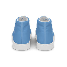 Load image into Gallery viewer, EDM - Jordy Blue - White Text - Men’s High Top Canvas Sneakers
