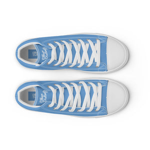 EDM - Jordy Blue - White Text - Men’s High Top Canvas Sneakers