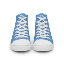 Load image into Gallery viewer, EDM - Jordy Blue - White Text - Men’s High Top Canvas Sneakers
