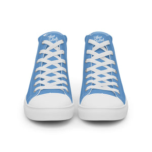 EDM - Jordy Blue - White Text - Men’s High Top Canvas Sneakers