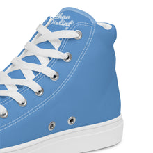 Load image into Gallery viewer, EDM - Jordy Blue - White Text - Men’s High Top Canvas Sneakers
