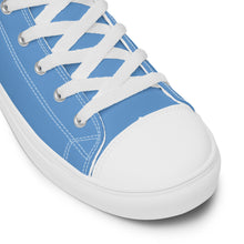 Load image into Gallery viewer, EDM - Jordy Blue - White Text - Men’s High Top Canvas Sneakers
