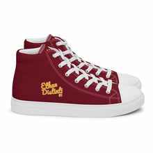 Load image into Gallery viewer, 202.C - Burgundy - Gold/White Text - Men’s high Top Canvas Sneakers       *NOTE: The sole of the sneakers is available in 2 colors: Black or White
