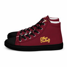 Load image into Gallery viewer, 202.C - Burgundy - Gold/White Text - Men’s high Top Canvas Sneakers       *NOTE: The sole of the sneakers is available in 2 colors: Black or White
