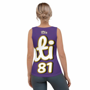 410.A - Purple - White/Old Gold/Black - Wrap Around- Women's Tank Top