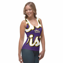 Load image into Gallery viewer, 410.A - Purple - White/Old Gold/Black - Wrap Around- Women&#39;s Tank Top
