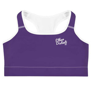 Art 101 - Purple - White Text - White Piping - Sports Bra