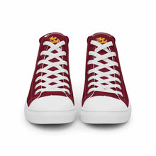 Load image into Gallery viewer, 202.C - Burgundy - Gold/White Text - Women’s High Top Canvas Sneakers *NOTE: The sole of the sneakers is available in 2 colors: Black or White
