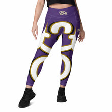 Load image into Gallery viewer, 410.A - Purple - White/Old Gold/Black - Wrap Around.2 - Leggings With Pockets
