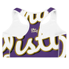 Load image into Gallery viewer, 410.A - Purple - White/Old Gold/Black - Wrap Around - Sports Bra
