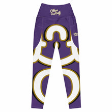 Load image into Gallery viewer, 410.A - Purple - White/Old Gold/Black - Wrap Around.2 - Leggings With Pockets
