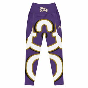 410.A - Purple - White/Old Gold/Black - Wrap Around.2 - Leggings With Pockets