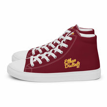 Load image into Gallery viewer, 202.C - Burgundy - Gold/White Text - Men’s high Top Canvas Sneakers       *NOTE: The sole of the sneakers is available in 2 colors: Black or White
