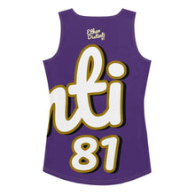 Load image into Gallery viewer, 410.A - Purple - White/Old Gold/Black - Wrap Around- Women&#39;s Tank Top
