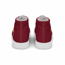 Load image into Gallery viewer, 202.C - Burgundy - Gold/White Text - Men’s high Top Canvas Sneakers       *NOTE: The sole of the sneakers is available in 2 colors: Black or White
