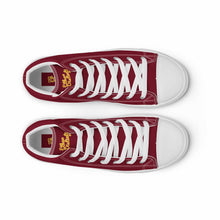 Load image into Gallery viewer, 202.C - Burgundy - Gold/White Text - Women’s High Top Canvas Sneakers *NOTE: The sole of the sneakers is available in 2 colors: Black or White
