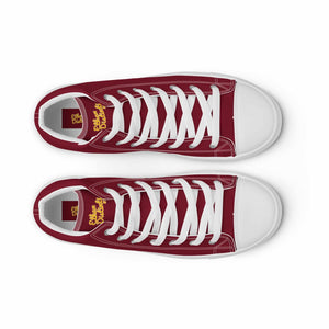 202.C - Burgundy - Gold/White Text - Women’s High Top Canvas Sneakers *NOTE: The sole of the sneakers is available in 2 colors: Black or White