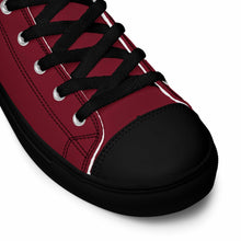 Load image into Gallery viewer, 202.C - Burgundy - Gold/White Text - Women’s High Top Canvas Sneakers *NOTE: The sole of the sneakers is available in 2 colors: Black or White
