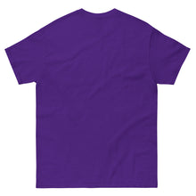 Load image into Gallery viewer, 410.A - Purple - Small Print - White/Old Gold/ Black Text - Unisex Classic Tee
