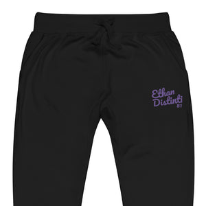 FWE - Black - Purple Embroidered Text - Unisex Fleece - Slim Fit Sweatpants *NOTE: This Item "Run Small" Order A Size Up.