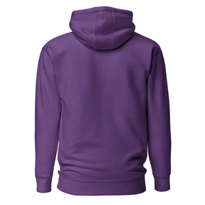 410.A - Purple - Small Print - White/Old Gold/Black Text - Design On Front Only - Unisex Hoodie
