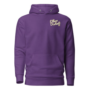 410.A - Purple - White/Old Gold/Black Text - Design On Back/Front - Unisex Hoodie