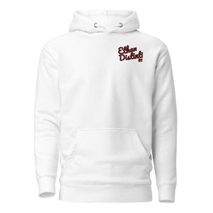 202.B - White - Maroon/Black Text - Design On Back/Front - Unisex Hoodie