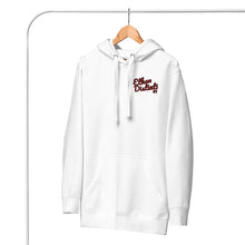 Load image into Gallery viewer, 202.B - White - Maroon/Black Text - Design On Back/Front - Unisex Hoodie
