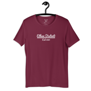 Ethan Distinti Est.1981 - Pink With White Text - Short-Sleeve Unisex T-Shirt