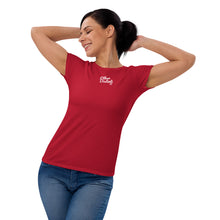 Load image into Gallery viewer, E.D.A Signature - Red - White Text - Women&#39;s Short Sleeve T-shirt
