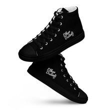 Load image into Gallery viewer, EDW - Black.2 - White Text - Women’s High Top Canvas Sneakers
