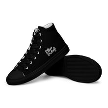 Load image into Gallery viewer, EDW - Black.2 - White Text - Women’s High Top Canvas Sneakers
