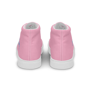 EDW - Pink - Sky Blue Text - Women’s High Top Canvas Sneakers