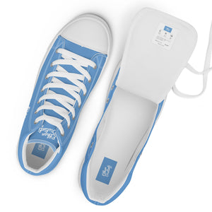 EDW - Jordy Blue - White Text - Women’s High Top Canvas Sneakers