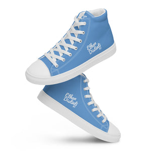 EDW - Jordy Blue - White Text - Women’s High Top Canvas Sneakers