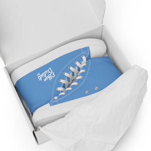 EDW - Jordy Blue - White Text - Women’s High Top Canvas Sneakers