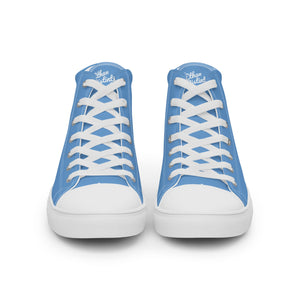 EDW - Jordy Blue - White Text - Women’s High Top Canvas Sneakers