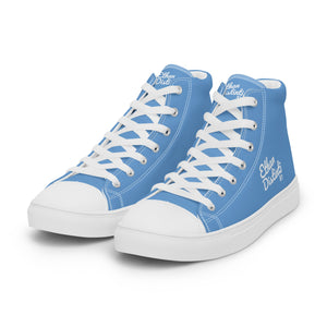 EDW - Jordy Blue - White Text - Women’s High Top Canvas Sneakers